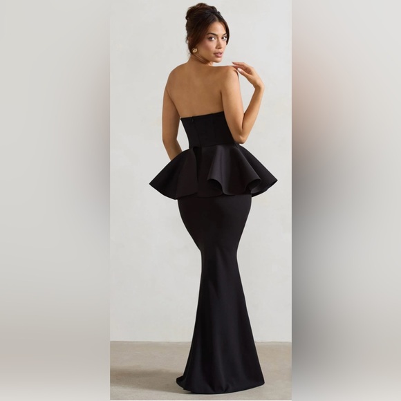 Club L London Black Peplum Maxi Dress - Picture 2 of 4